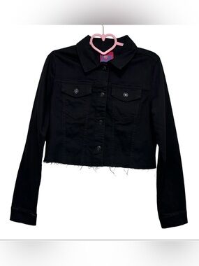 Romi Basha Custom Black Cropped Denim Jacket - Size S